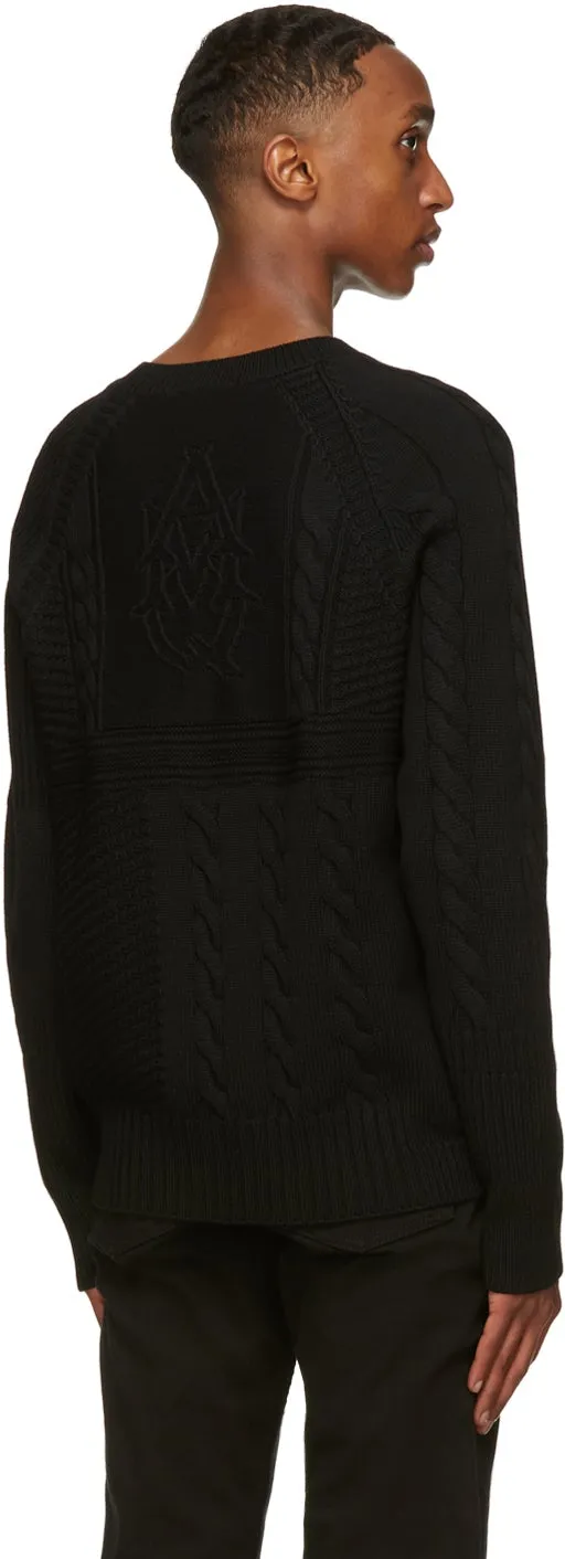 Alexander McQueen Black Wool Embroidered Logo Sweater