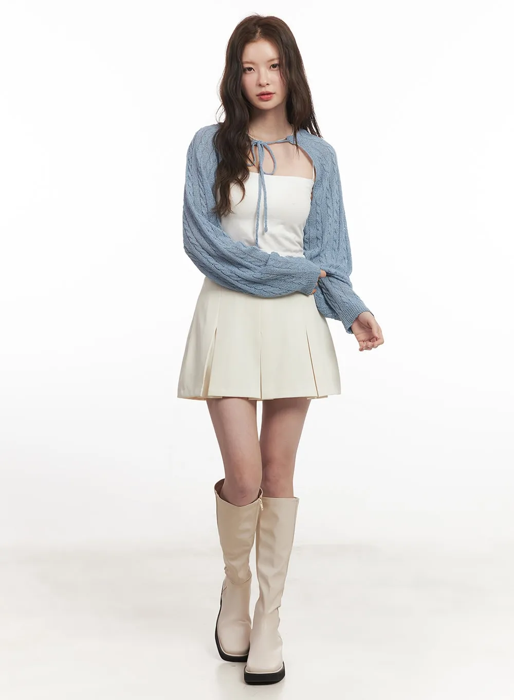 Cable Knit Bolero Cardigan CA502