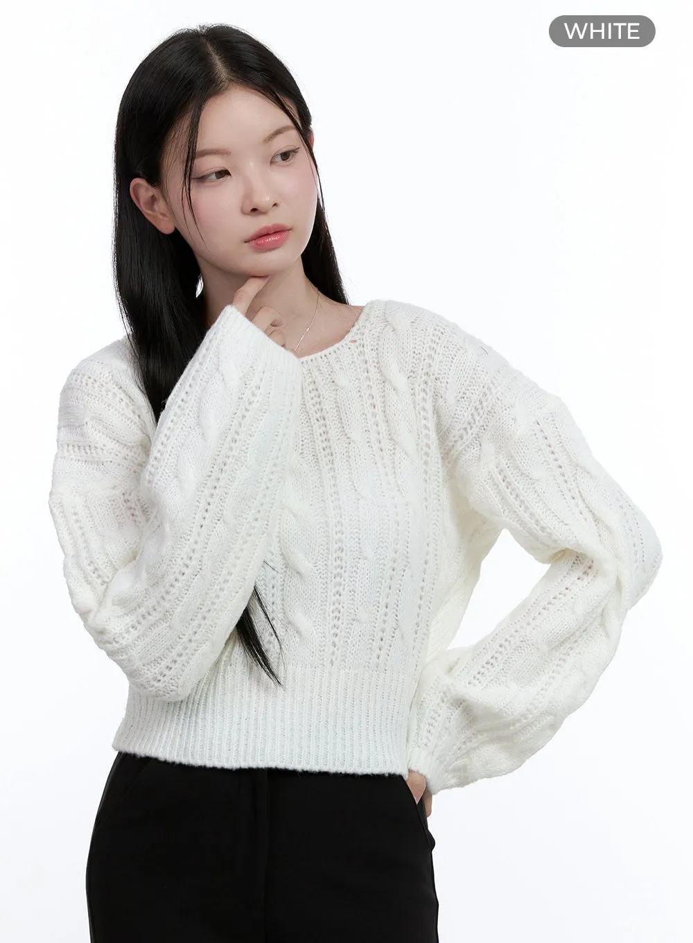 Cable Knit Ribbon Top OO429