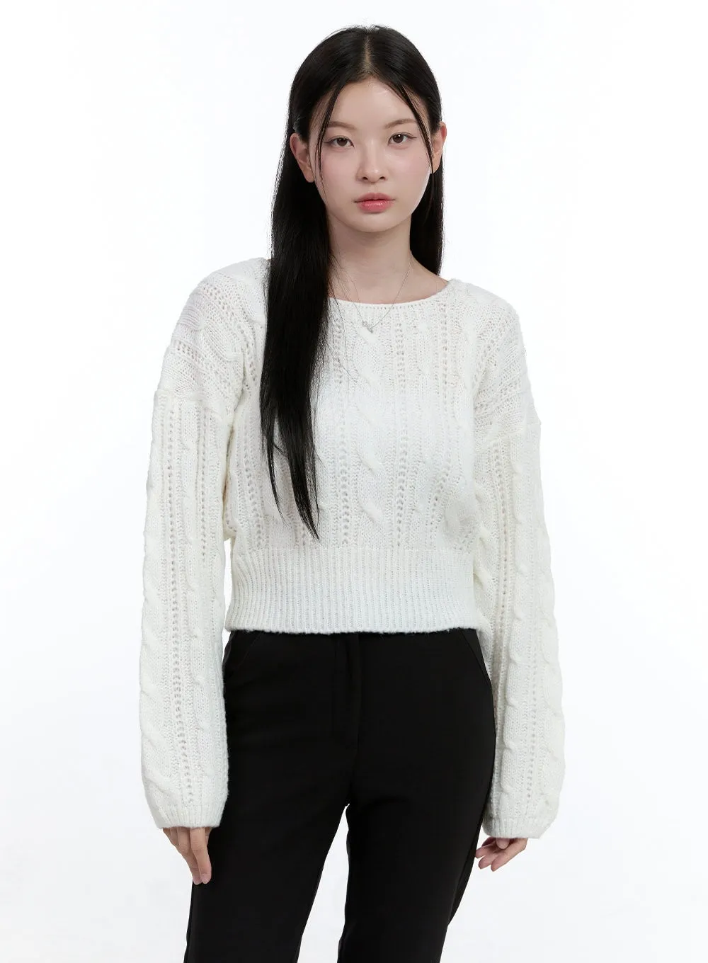 Cable Knit Ribbon Top OO429