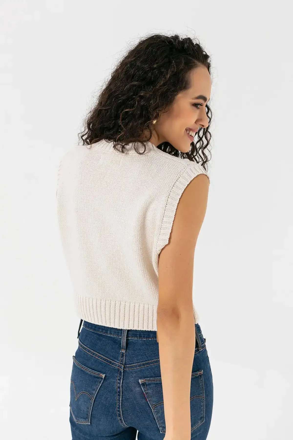 CABLE KNIT TOPS - ECRU