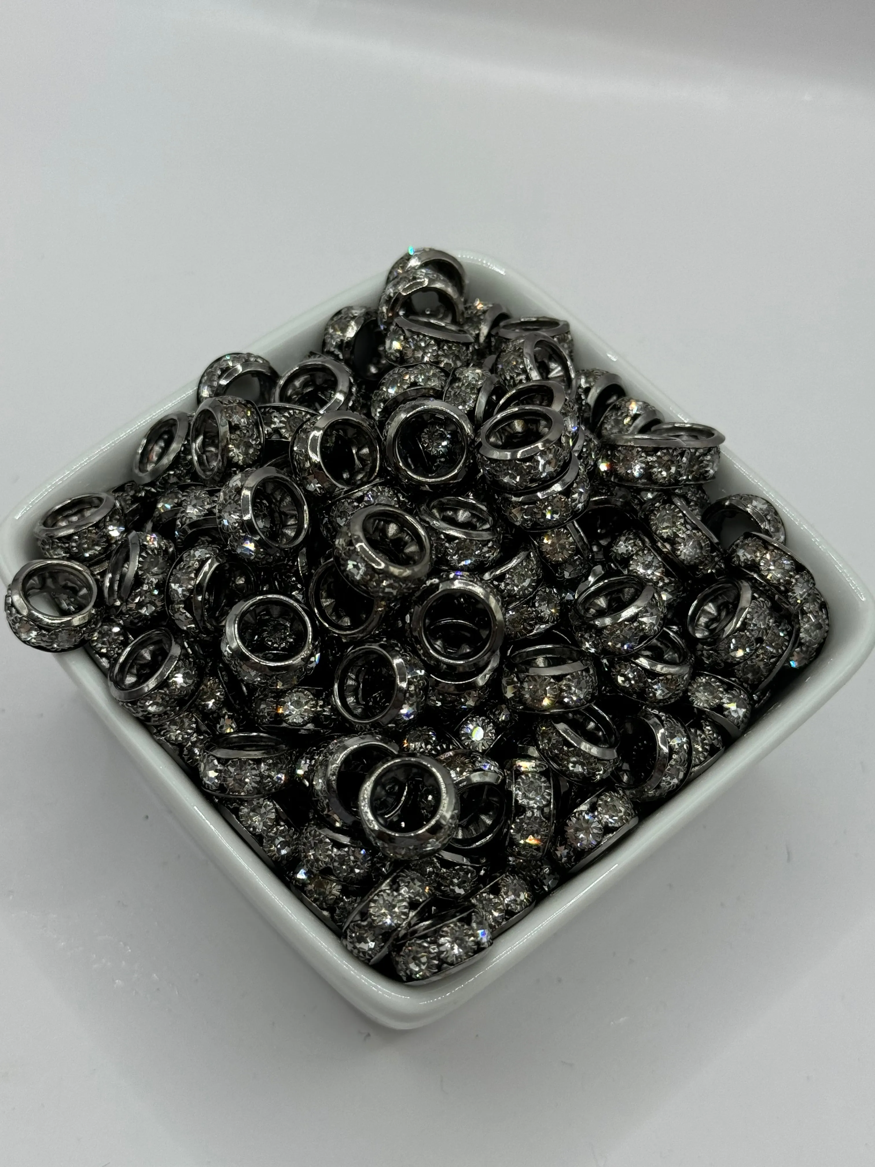 Chunky Rhinestone Spacer - Gun Metal