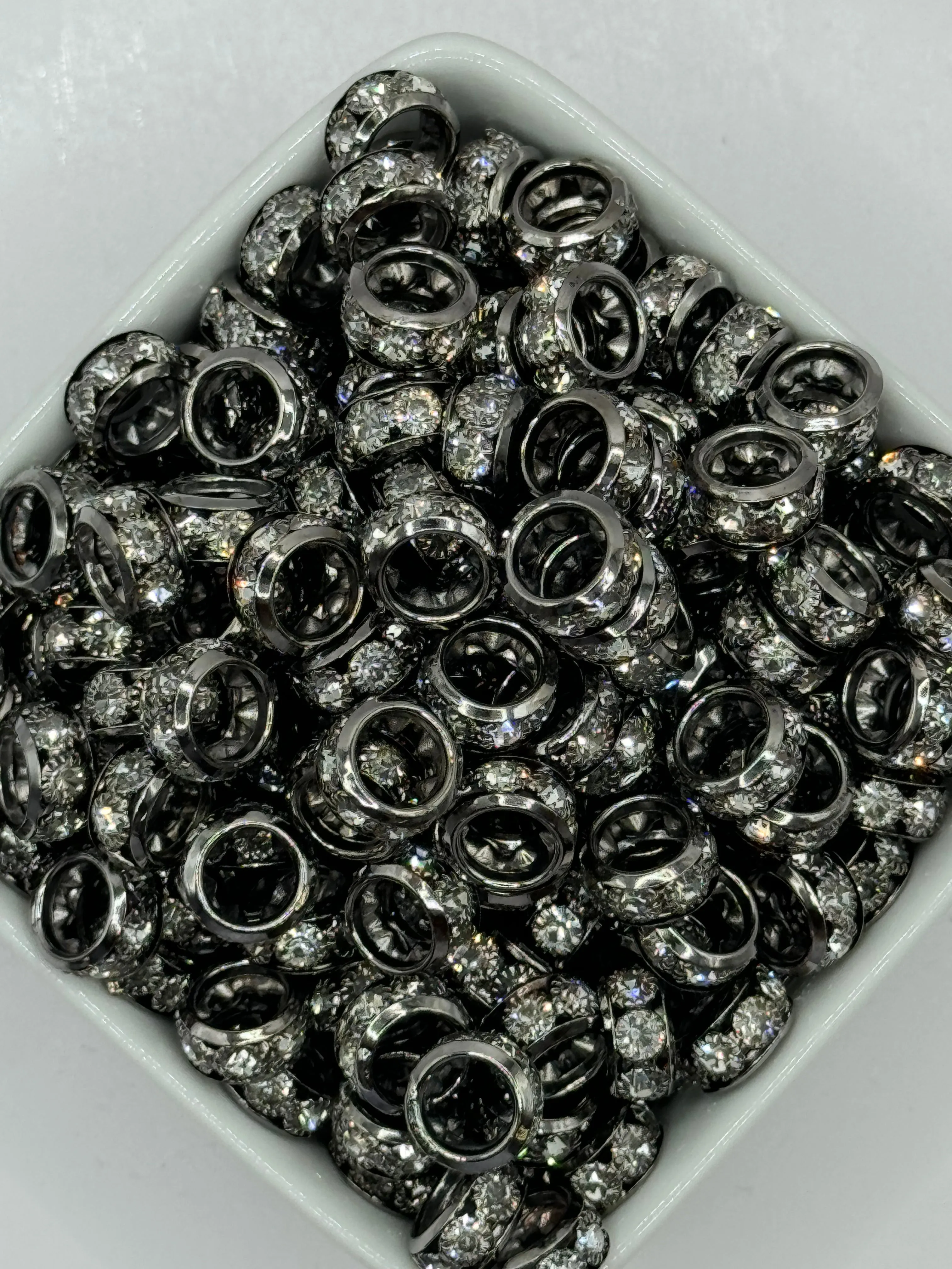 Chunky Rhinestone Spacer - Gun Metal