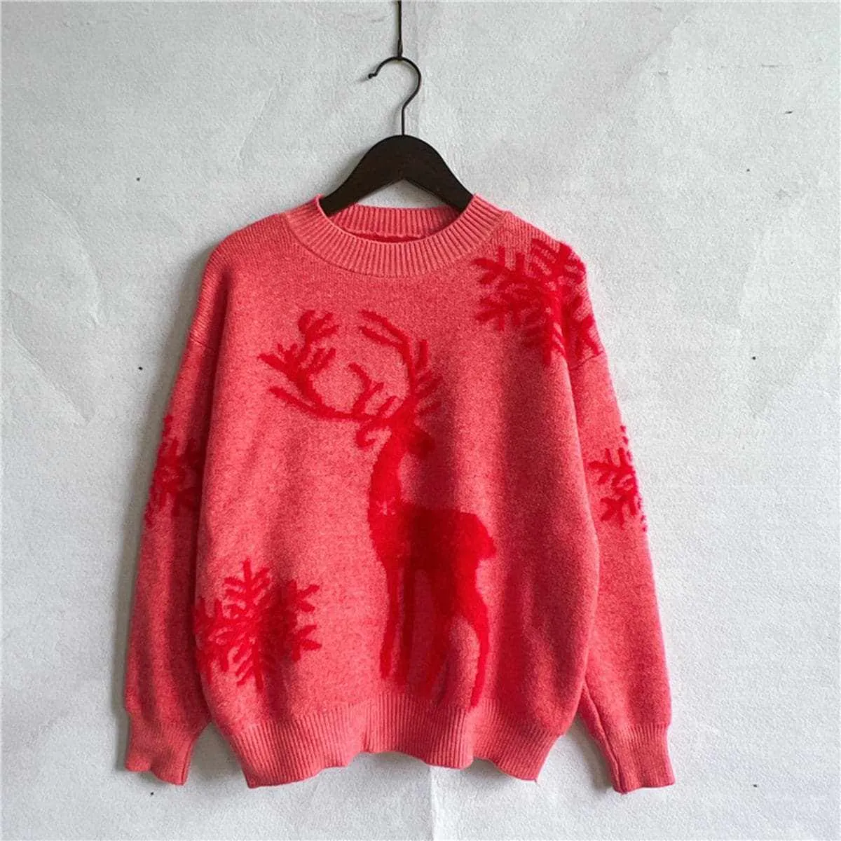 Cozy reindeer knit sweater for winter