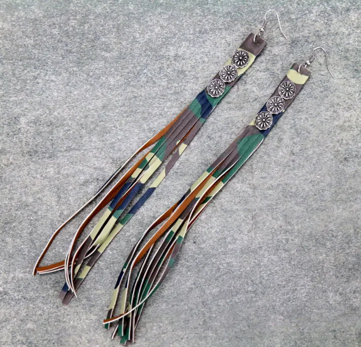 Fringed Army Earrings