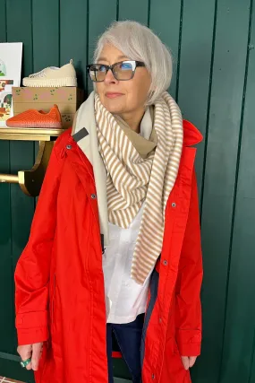 Henriette Steffensen Fleece Triangle Scarf - CAMEL/STRIPES C&OW/KIT