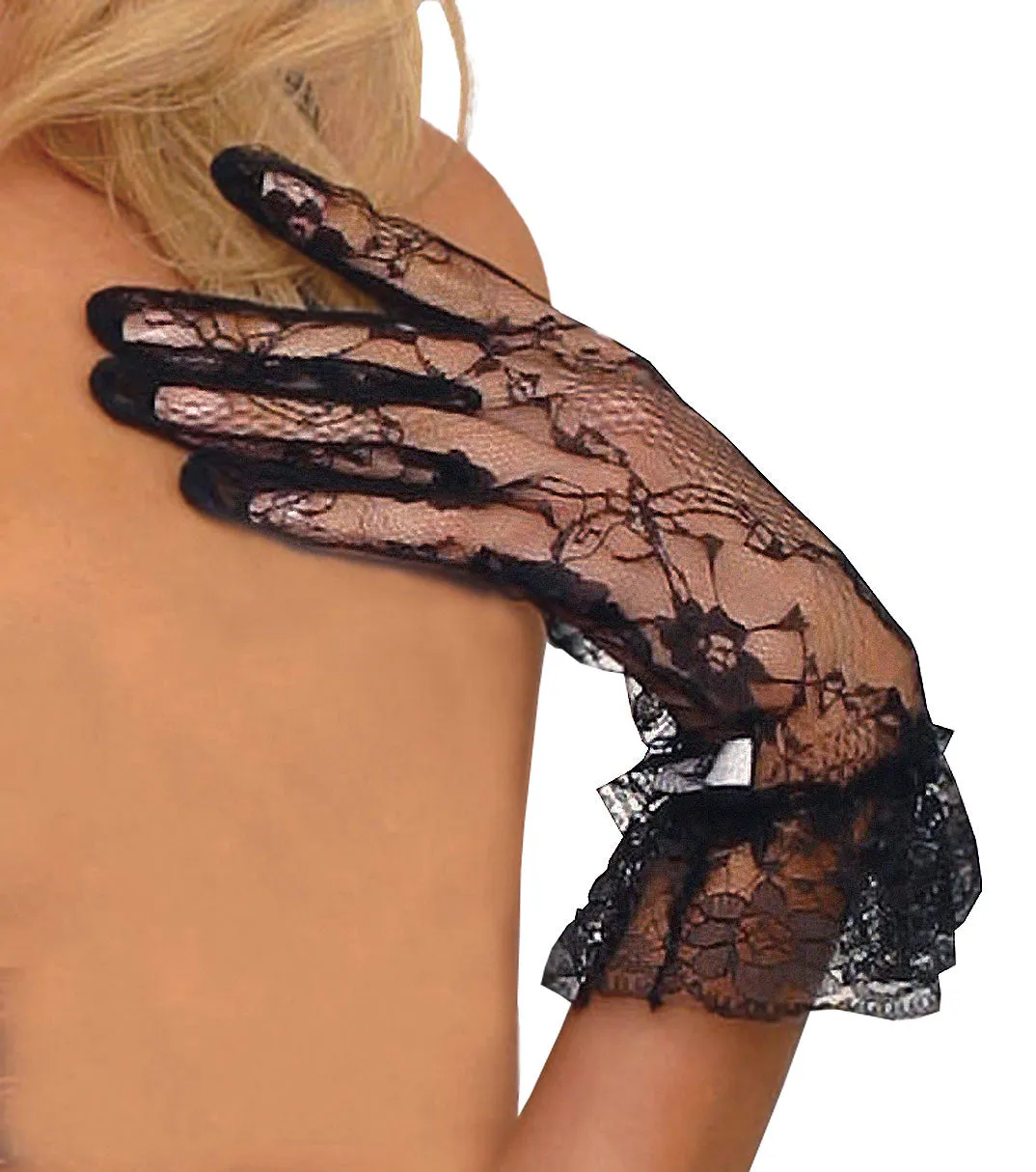 Lace Wrist Length Gloves with Ruffle 1260