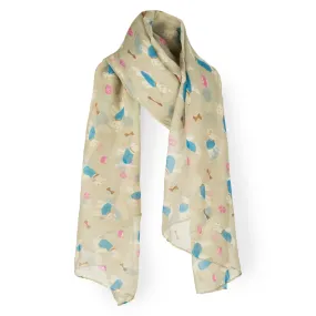 SAB01 - Puppy Dog Pattern Oblong Scarf - Khaki