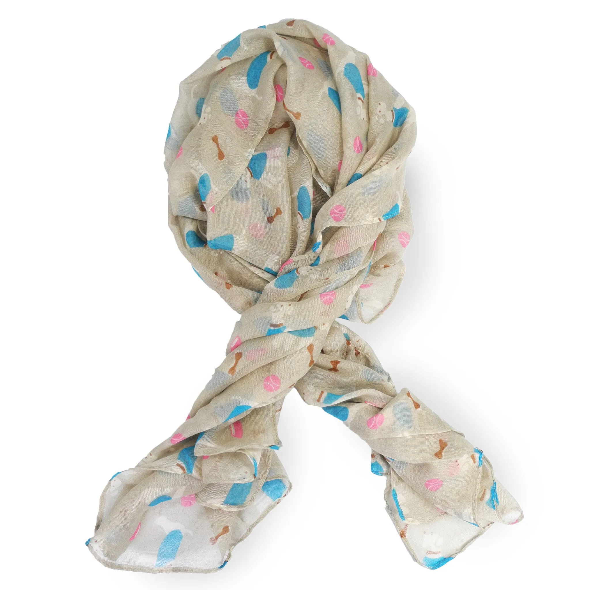 SAB01 - Puppy Dog Pattern Oblong Scarf - Khaki