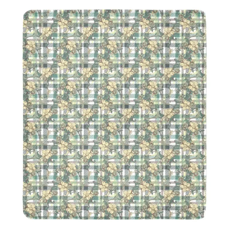Snuggle Fest with Our Floral Ultra-Soft Micro Fleece Green Plaid Blanket