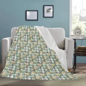Snuggle Fest with Our Floral Ultra-Soft Micro Fleece Green Plaid Blanket