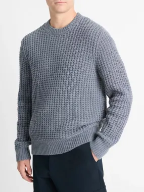 Vince Macro-Waffle Crew Neck Sweater in Evening Mist