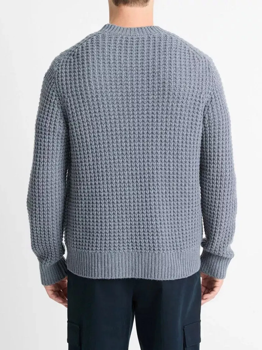 Vince Macro-Waffle Crew Neck Sweater in Evening Mist