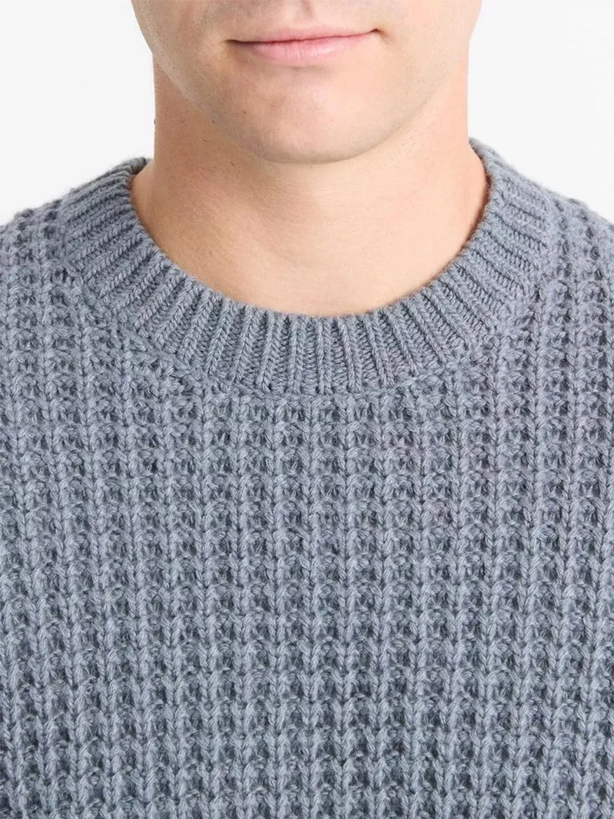 Vince Macro-Waffle Crew Neck Sweater in Evening Mist