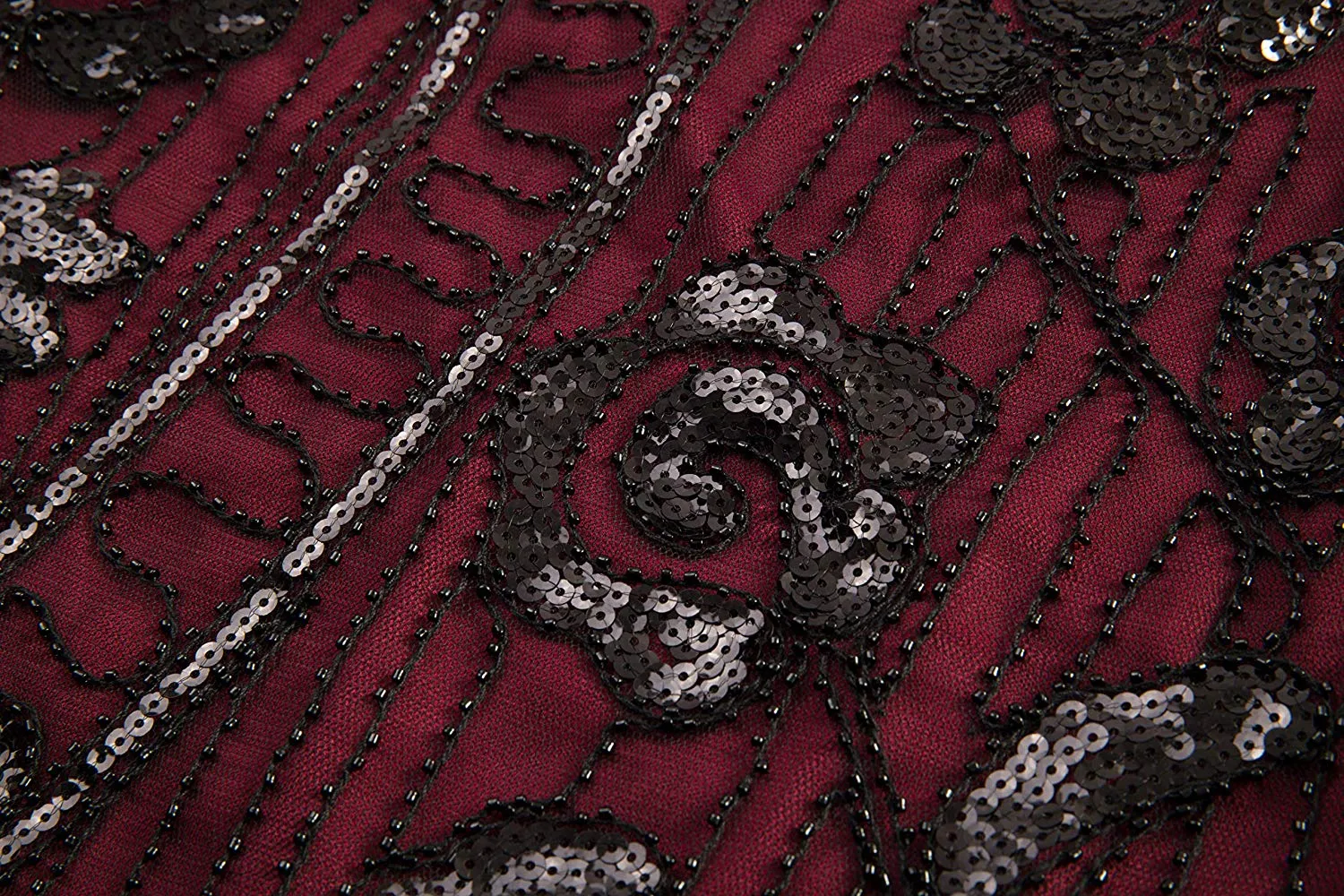 Vintage 1920s Unique Red Flapper Dress Beaded Gatsby Dress Roaring 20s Sequins Dress Art Deco