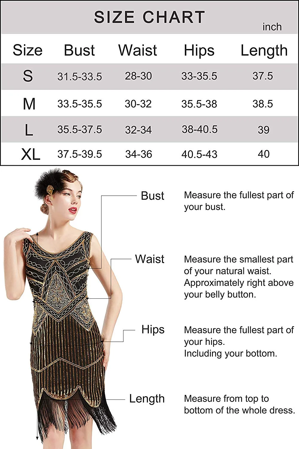 Vintage Black and Gold 1920s Flapper 20s Great Gatsby Dress Fringed Sequin Art Deco