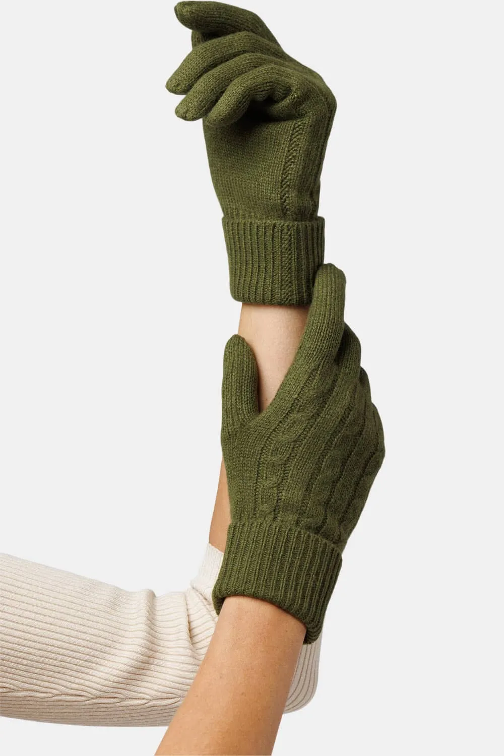 Women's 100% Pure Cashmere Cable Knit Gloves - OUTLET - FINAL SALE