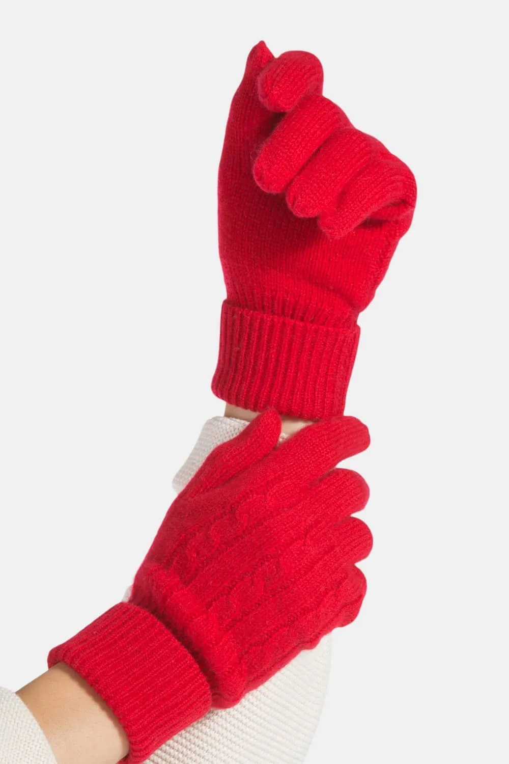 Women's 100% Pure Cashmere Cable Knit Gloves - OUTLET - FINAL SALE